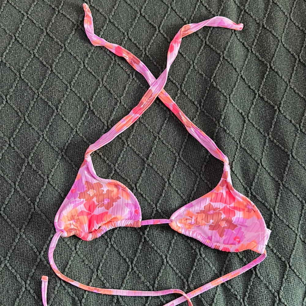 Neon floral bathing suit top